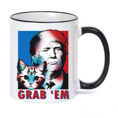 Grab 'Em Cat Funny Pro Trump 11oz Black Color Changing Mug