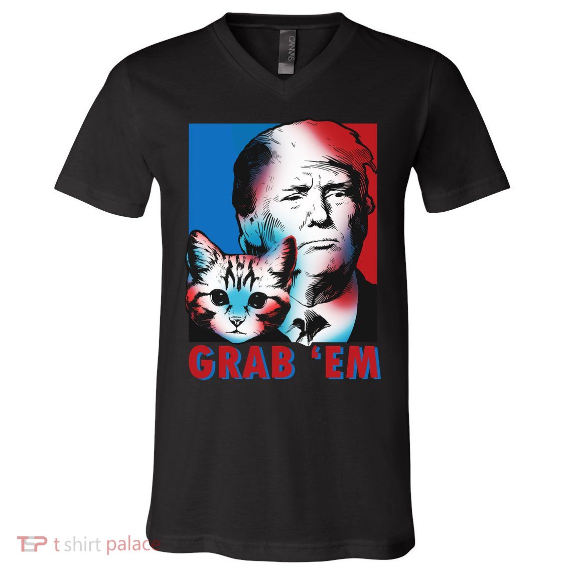 Grab 'Em Cat Funny Pro Trump V-Neck T-Shirt