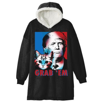 Grab 'Em Cat Funny Pro Trump Hooded Wearable Blanket