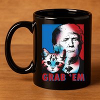 Grab 'Em Cat Funny Pro Trump 11oz C Handle Ceramic Mug