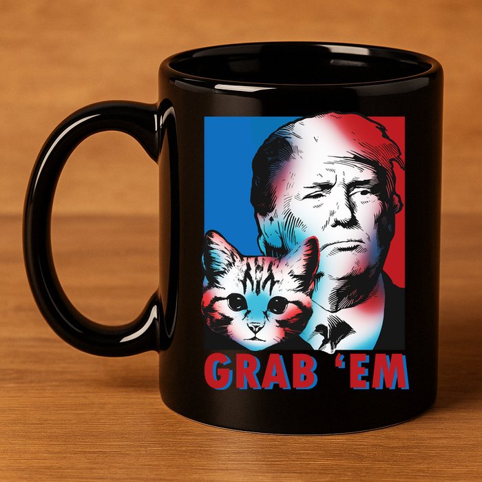 Grab 'Em Cat Funny Pro Trump 11oz C Handle Ceramic Mug