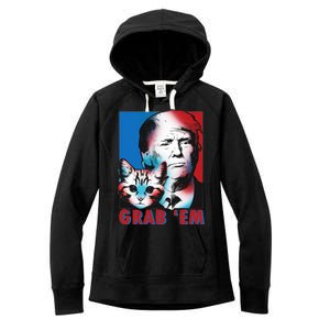 Grab 'Em Cat Funny Pro Trump Women's Fleece Hoodie