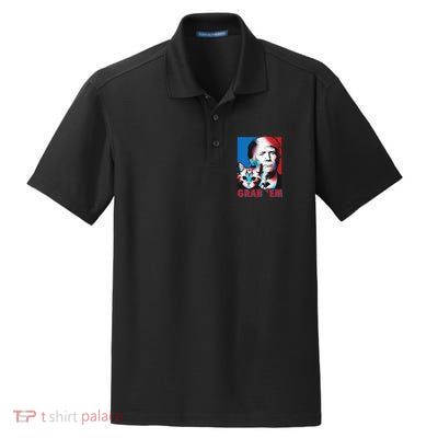 Grab 'Em Cat Funny Pro Trump Dry Zone Grid Polo