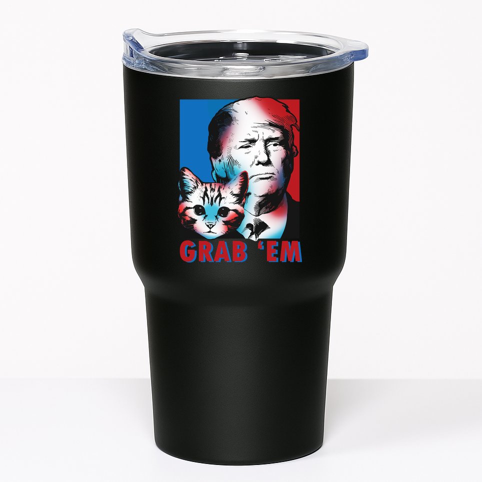 Grab 'Em Cat Funny Pro Trump Tumbler