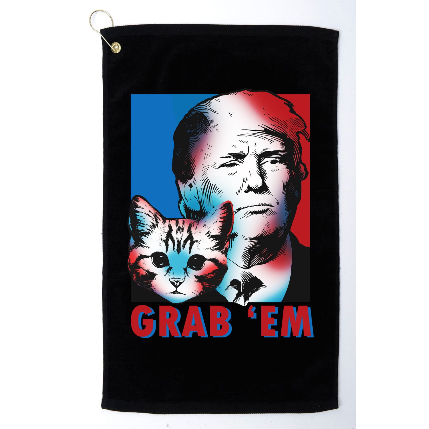 Grab 'Em Cat Funny Pro Trump Golf Towel