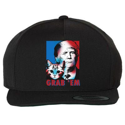 Grab 'Em Cat Funny Pro Trump Wool Snapback Cap