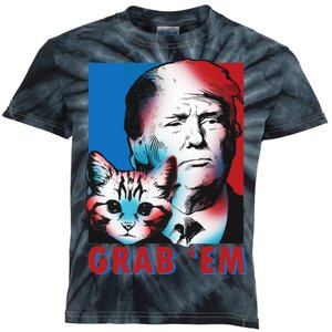 Grab 'Em Cat Funny Pro Trump Kids Tie-Dye T-Shirt