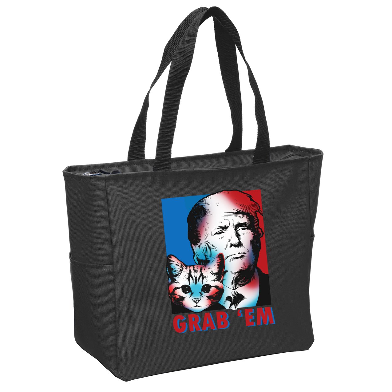 Grab 'Em Cat Funny Pro Trump Zip Tote Bag