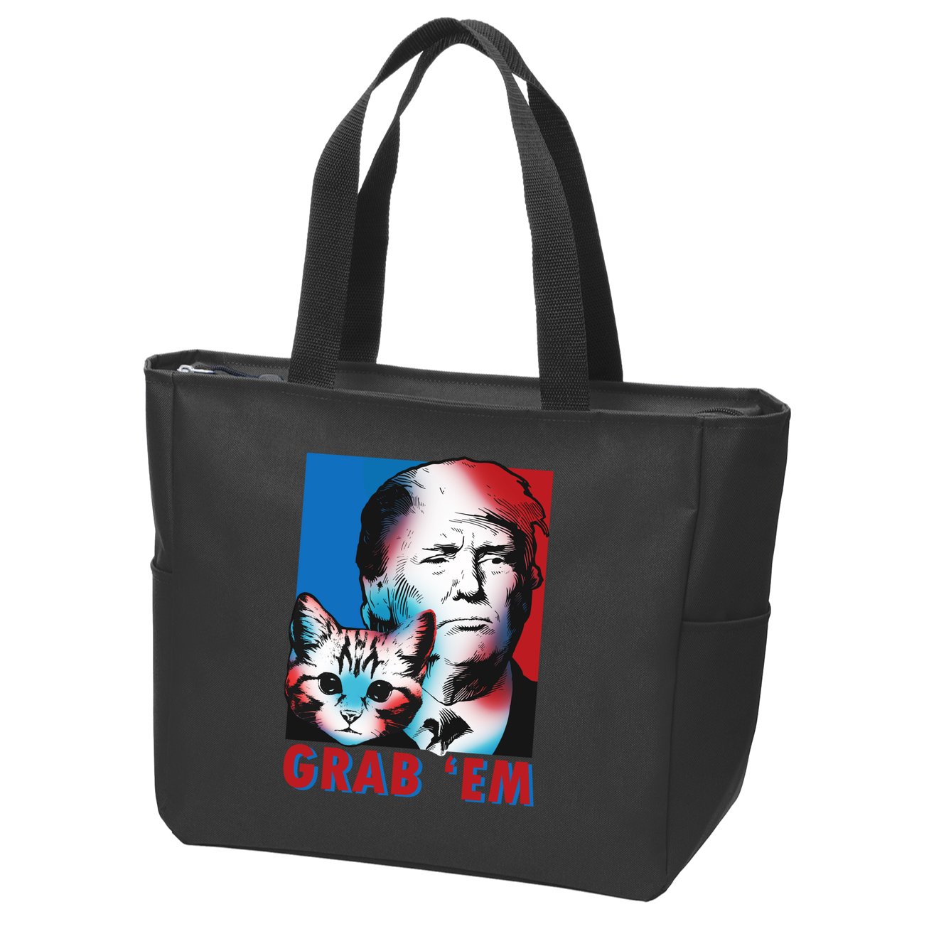 Grab 'Em Cat Funny Pro Trump Zip Tote Bag