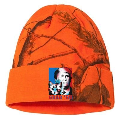 Grab 'Em Cat Funny Pro Trump Kati Licensed 12" Camo Beanie