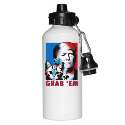 Grab 'Em Cat Funny Pro Trump Aluminum Water Bottle