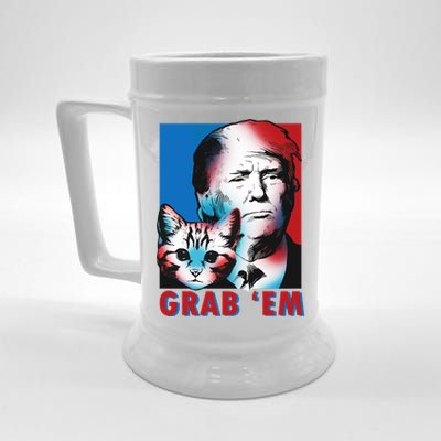 Grab 'Em Cat Funny Pro Trump Beer Stein