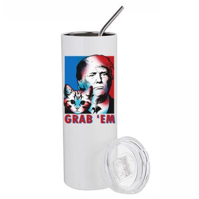 Grab 'Em Cat Funny Pro Trump Stainless Steel Tumbler