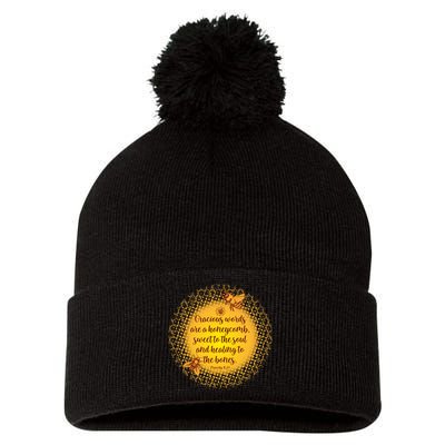 Gracious Words Are A Honeycomb Proverbs 16:24 Pom Pom 12in Knit Beanie