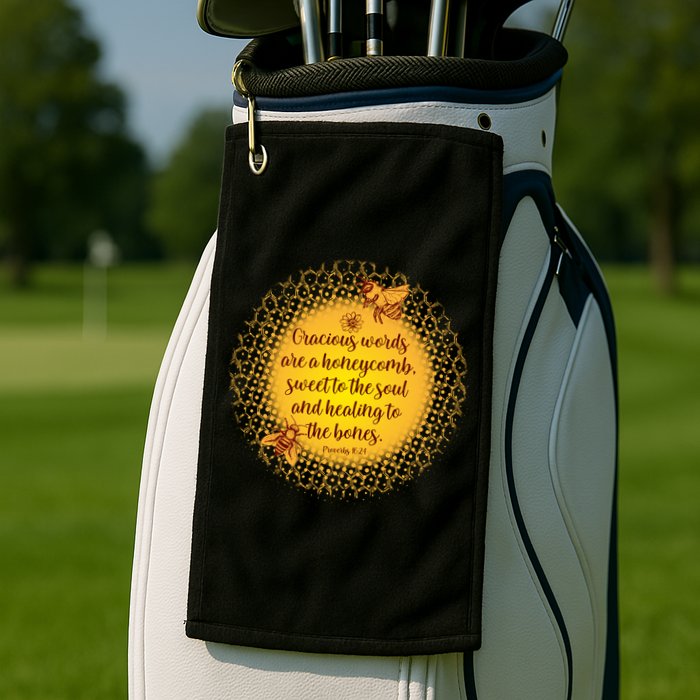 Gracious Words Are A Honeycomb Proverbs 16:24 Golf Towel