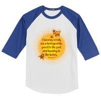 Gracious Words Are A Honeycomb Proverbs 16:24 Kids Colorblock Raglan Jersey