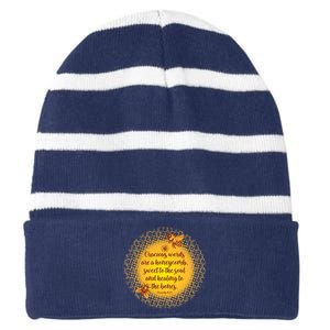 Gracious Words Are A Honeycomb Proverbs 16:24 Striped Beanie with Solid Band