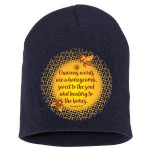 Gracious Words Are A Honeycomb Proverbs 16:24 Short Acrylic Beanie