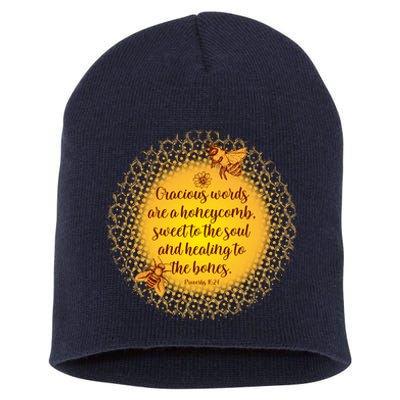 Gracious Words Are A Honeycomb Proverbs 16:24 Short Acrylic Beanie