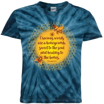 Gracious Words Are A Honeycomb Proverbs 16:24 Kids Tie-Dye T-Shirt