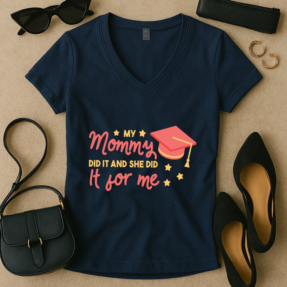 Graduated Mom Did It For Me Women's V-Neck T-Shirt