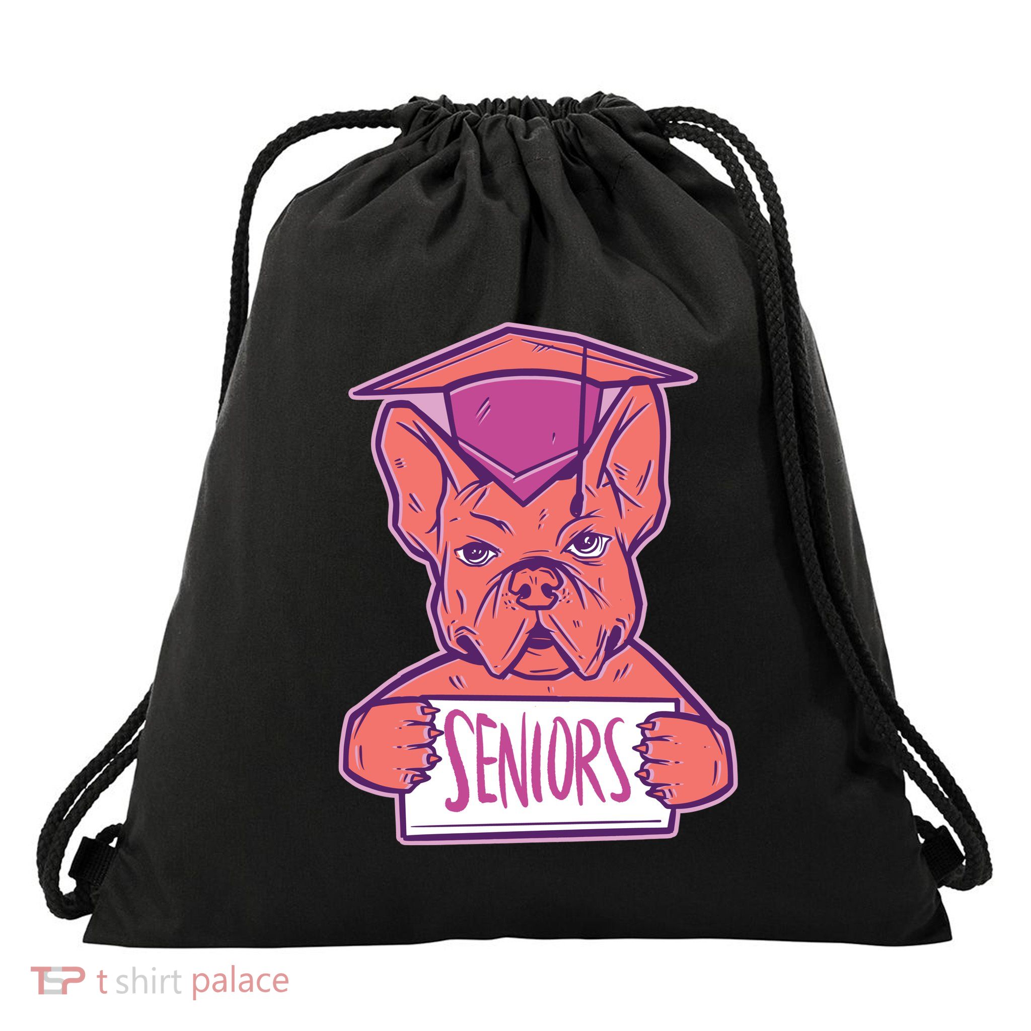 Graduating Bulldog Senior Drawstring Bag