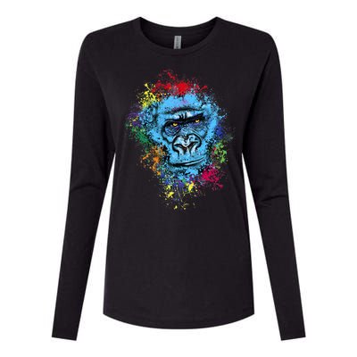 Graffiti Gorilla face Womens Cotton Relaxed Long Sleeve T-Shirt