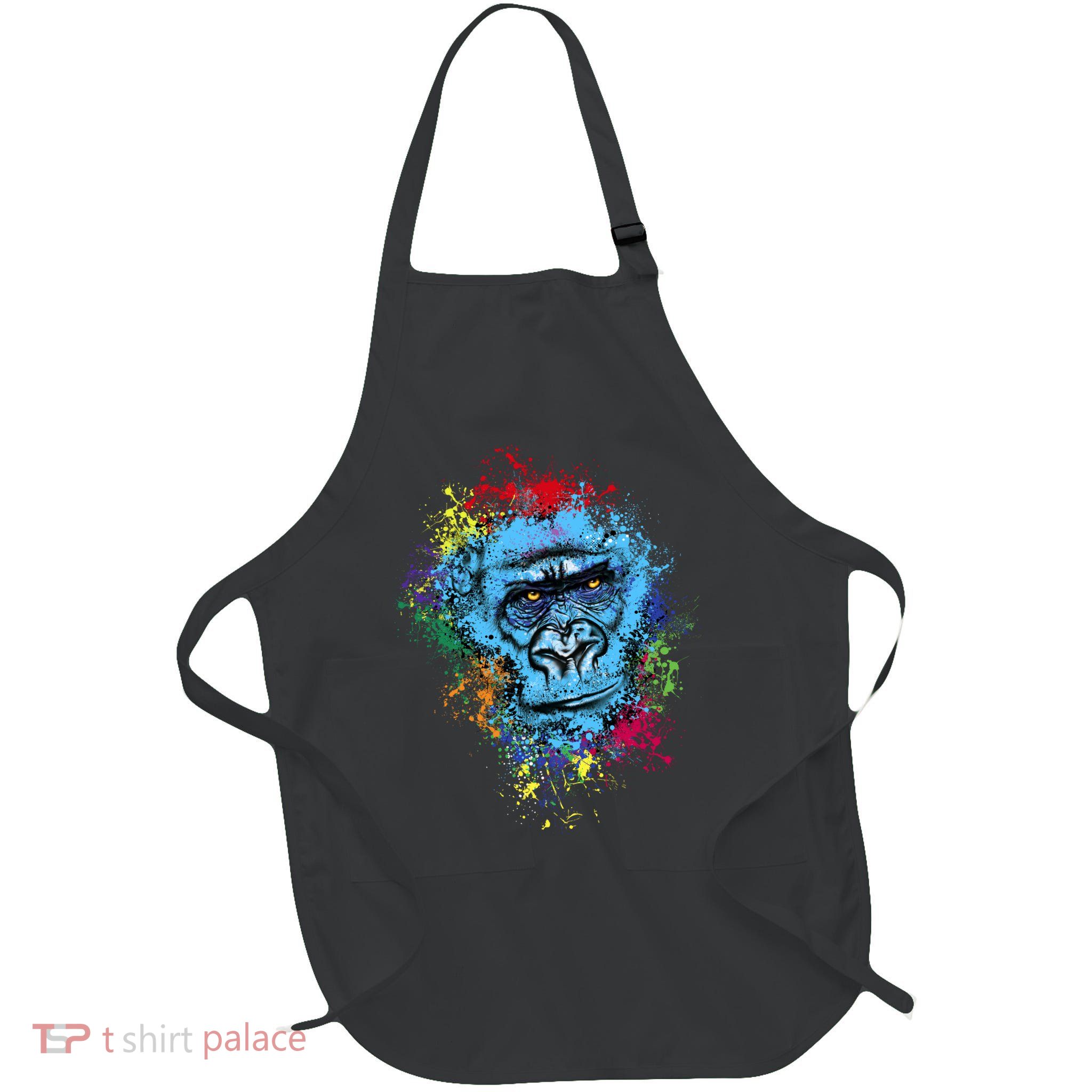 Graffiti Gorilla face Full-Length Apron With Pockets