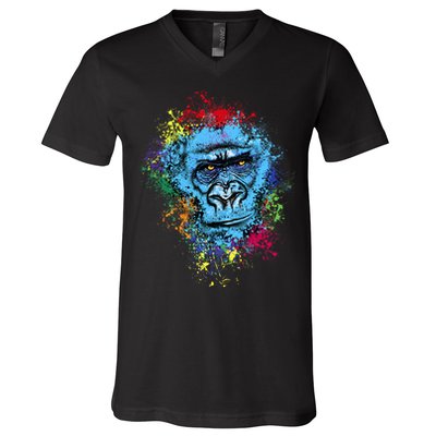 Graffiti Gorilla face V-Neck T-Shirt