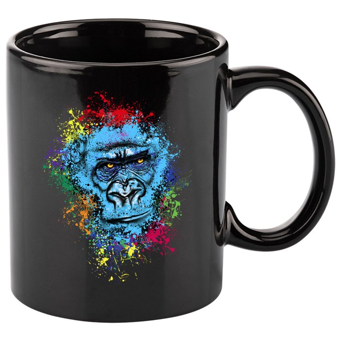 Graffiti Gorilla face 11oz C Handle Ceramic Mug