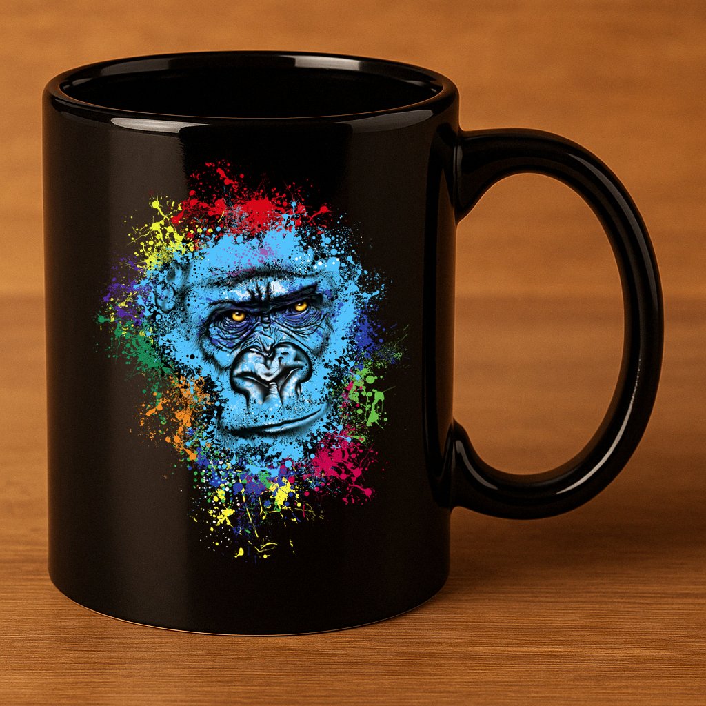 Graffiti Gorilla face 11oz C Handle Ceramic Mug