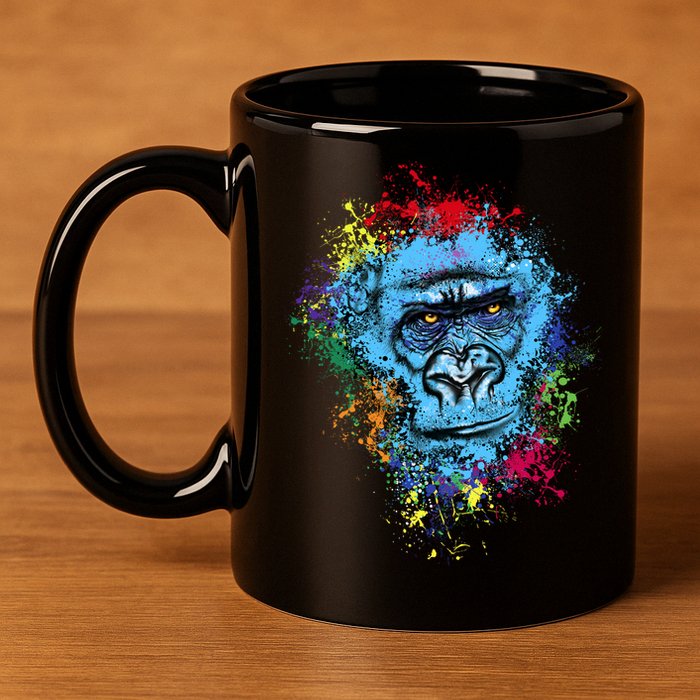 Graffiti Gorilla face 11oz C Handle Ceramic Mug