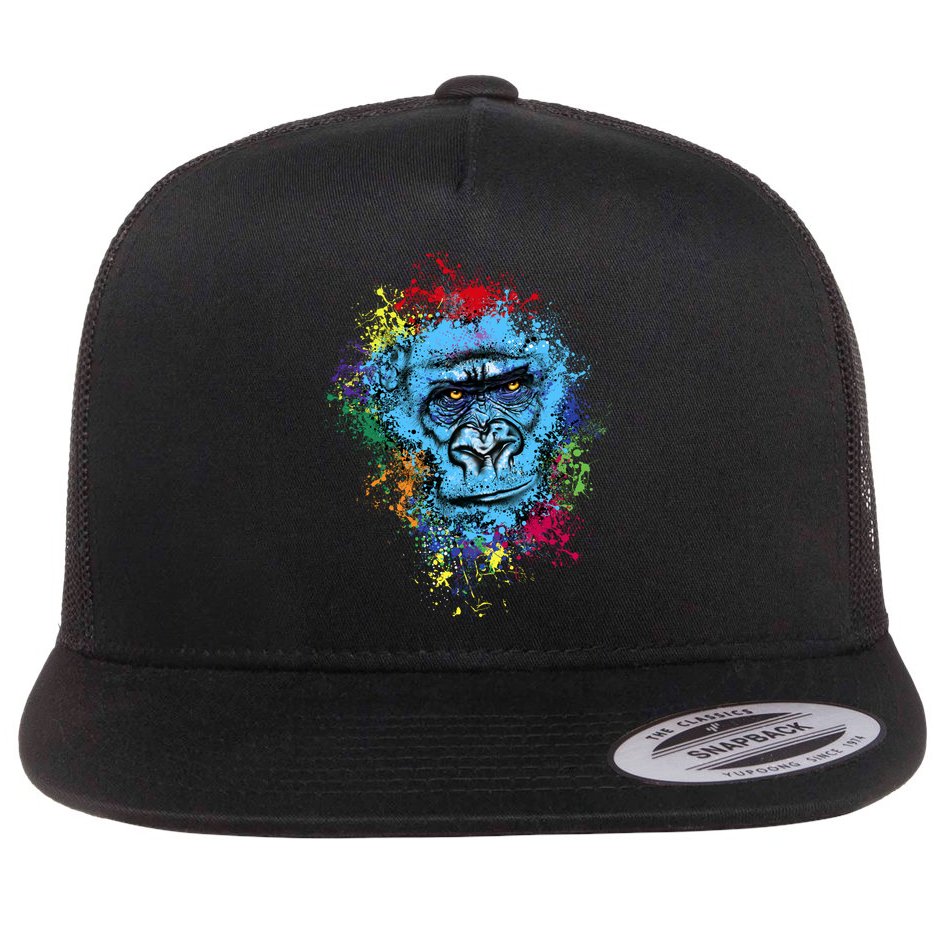 Graffiti Gorilla face Flat Bill Trucker Hat