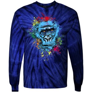 Graffiti Gorilla face Tie-Dye Long Sleeve Shirt