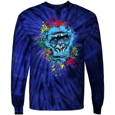 Graffiti Gorilla face Tie-Dye Long Sleeve Shirt