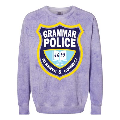 Grammar Police Badge Colorblast Crewneck Sweatshirt