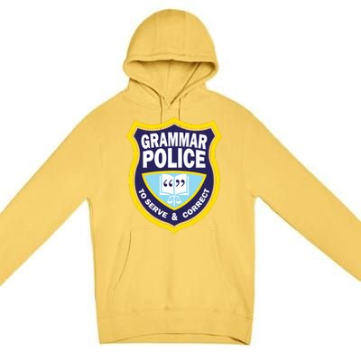 Grammar Police Badge Premium Pullover Hoodie