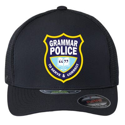 Grammar Police Badge Flexfit Unipanel Trucker Cap