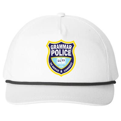 Grammar Police Badge Snapback Five-Panel Rope Hat