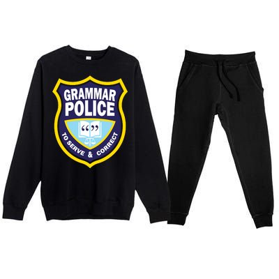 Grammar Police Badge Premium Crewneck Sweatsuit Set