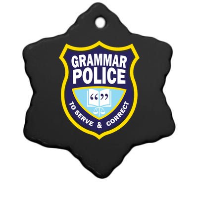 Grammar Police Badge Ceramic Star Ornament