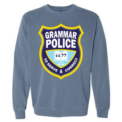 Grammar Police Badge Garment-Dyed Sweatshirt