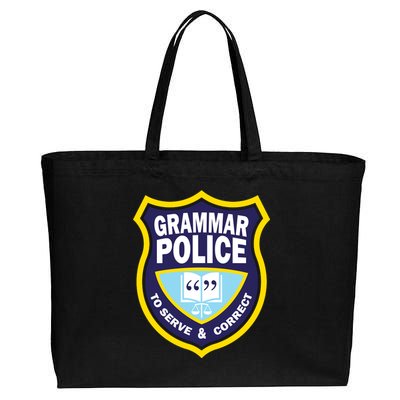 Grammar Police Badge Cotton Canvas Jumbo Tote