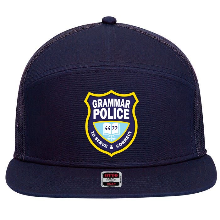 Grammar Police Badge 7 Panel Mesh Trucker Snapback Hat