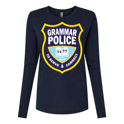 Grammar Police Badge Womens Cotton Relaxed Long Sleeve T-Shirt