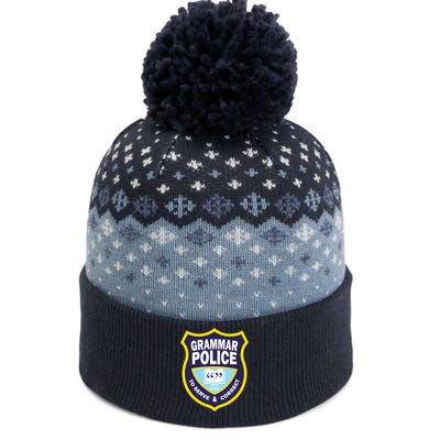 Grammar Police Badge The Baniff Cuffed Pom Beanie