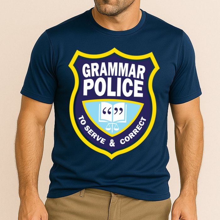 Grammar Police Badge Cooling Performance Crew T-Shirt