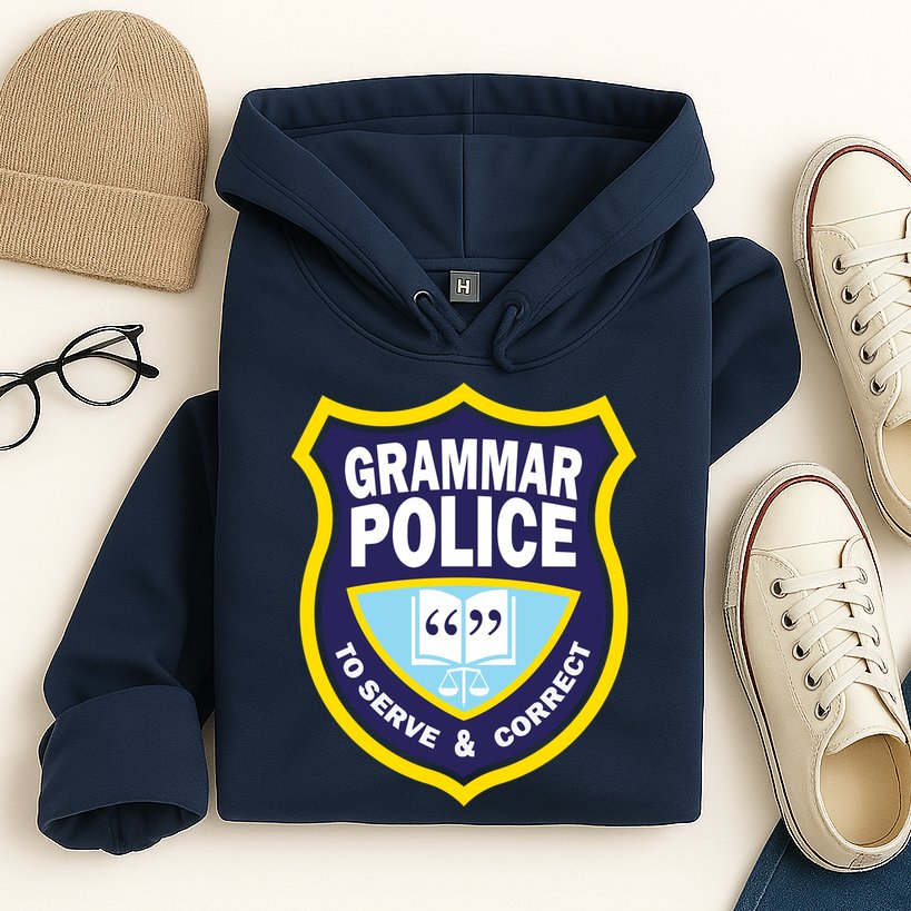 Grammar Police Badge Hoodie