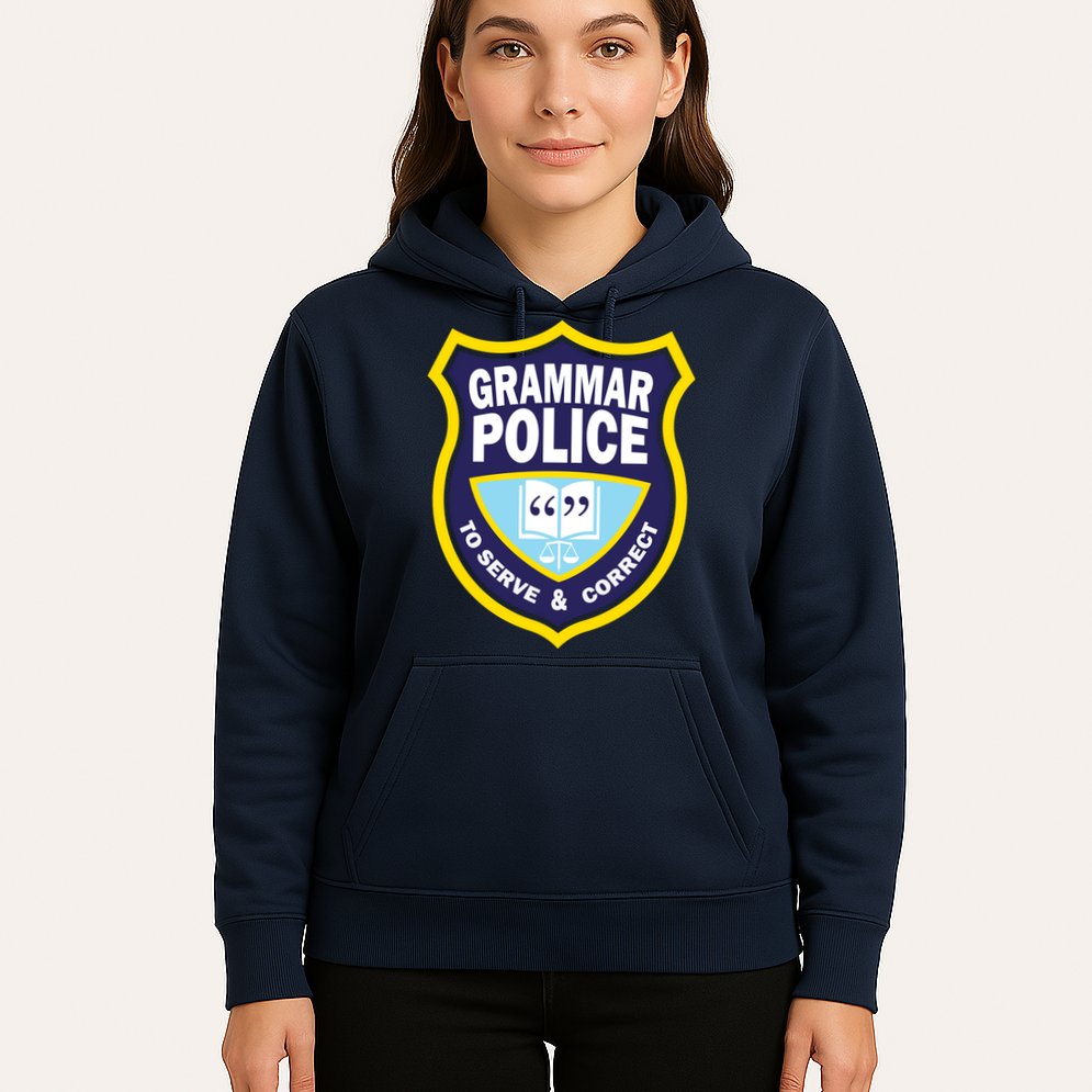 Grammar Police Badge Hoodie