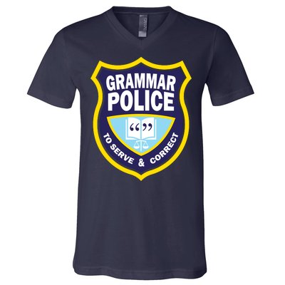 Grammar Police Badge V-Neck T-Shirt